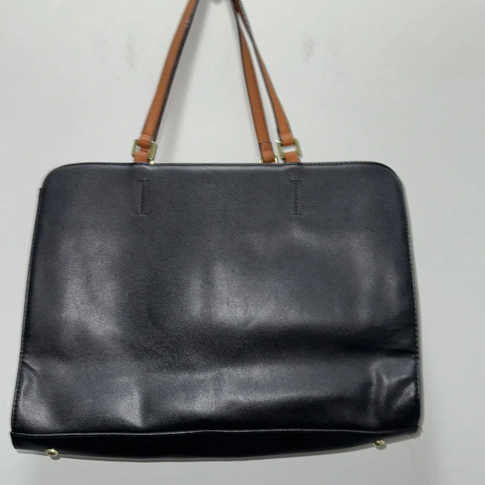 Tutilo New York Laptop Tote Bag Beige Black Brown Colorblock Work Shoulder Bag